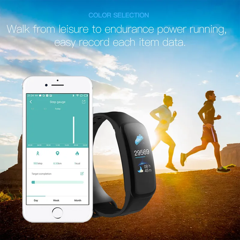 Longet цветной экран C1Plus умный Браслет кровяное давление браслет HeartRate монитор FitnessTracker браслет для мужчин и женщин