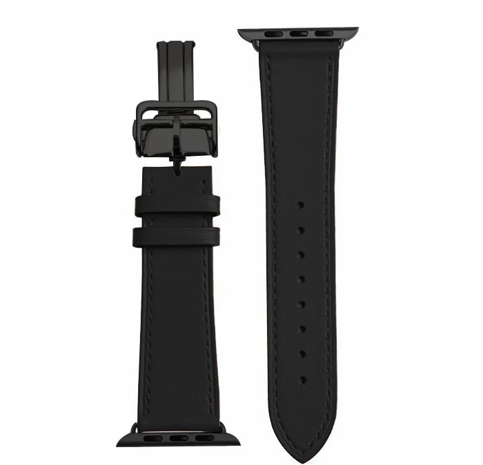 BKBK Buckle Браслет для часов Apple Watch Seires 4 5 40-44 мм ремешок из натуральной кожи для herm Apple Watch Band Series 1 2 3 iWatch Ремешки для наручных часов - Цвет ремешка: BKBK Buckle