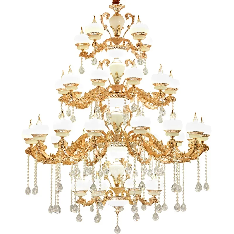 

Living Room Four-story Crystal Hanging Lamp Duplex Building Large Gold Chandelier Hotel Club Hall Stair Crystal Chandelier Lamps