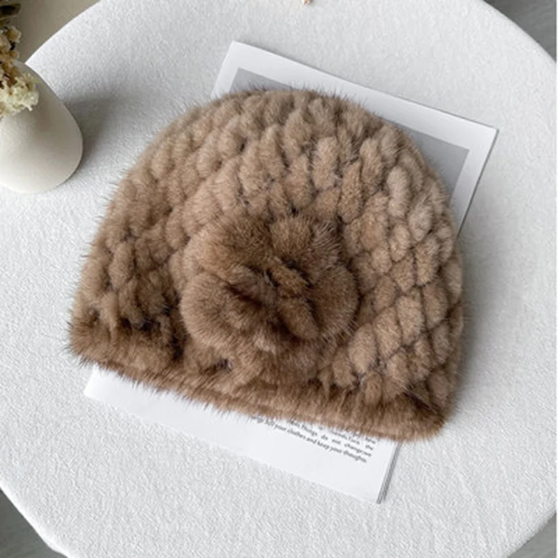 Оптовая цена от производителя модная женская вязаная шапка из меха норки |