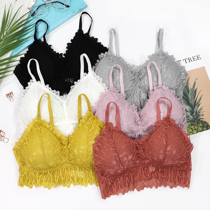 

New French Lace Beauty Back Underwear Ladies Underwear Bra Anti-glare Belt Chest Pad Sexy Bra