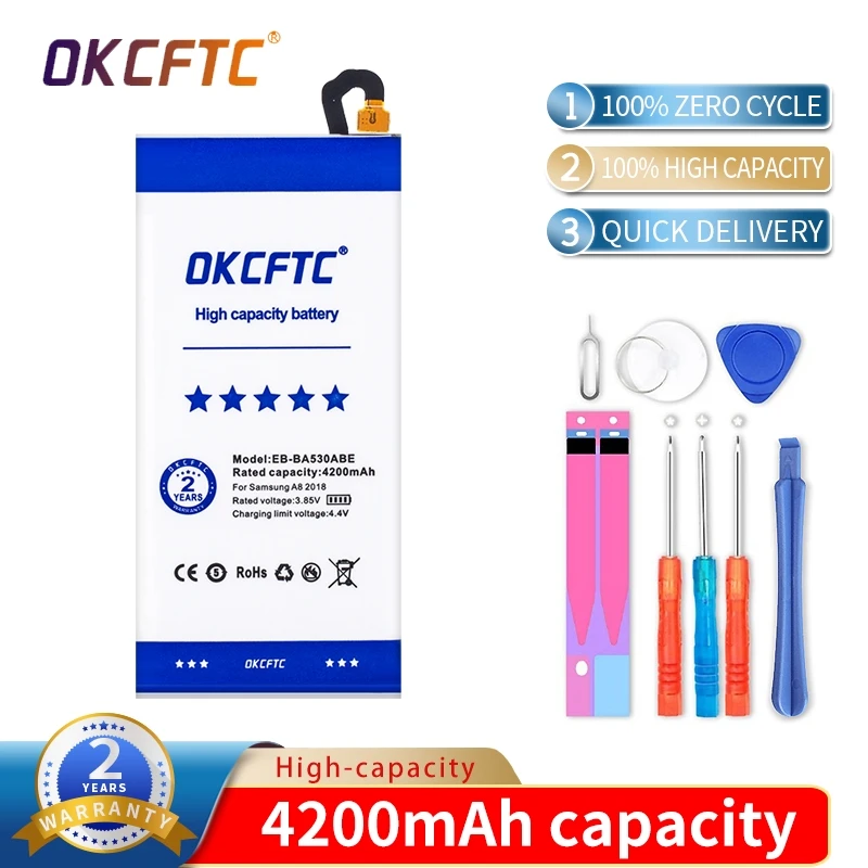 

Original Battery for Samsung Galaxy Galaxy A8 2018 (A530) A530 SM-A530F 4200 mAh EB-BA530ABE Phone Replacement Batteries