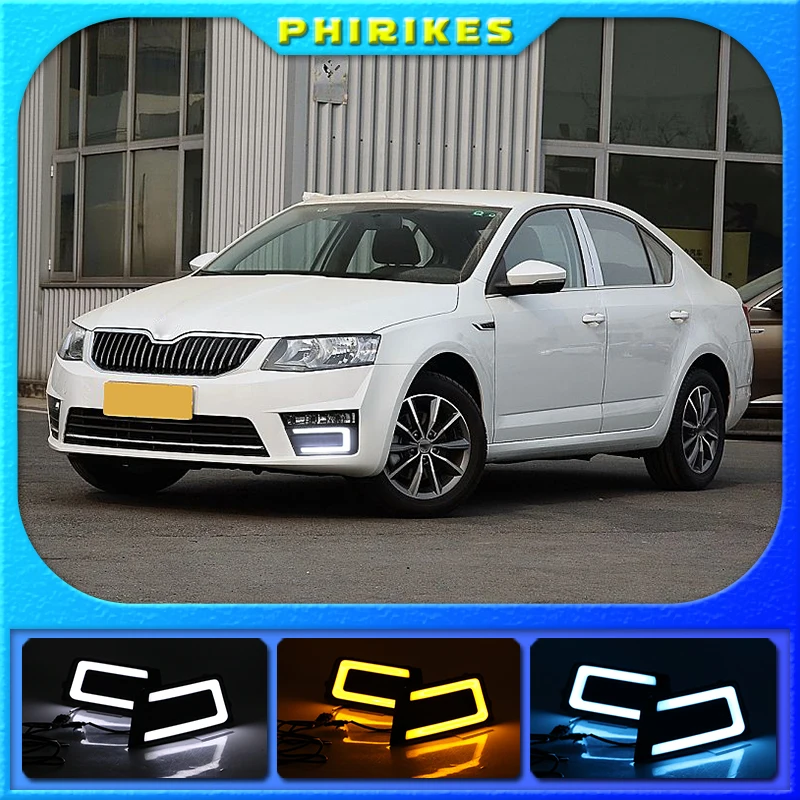 

Для Skoda Octavia 2017 автомобильные аксессуары водонепроницаемые 12 В DRL Противотуманные фары Украшение светодиодные дневные ходовые огсветильник