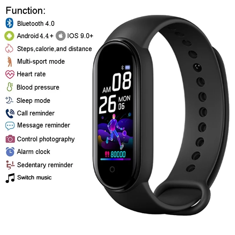 

M5 Smarth Band Men Women Sport Watches Fitness Tracker Pedometer Heart Rate Blood Pressure Monitor Bluetooth Smart Wristbands