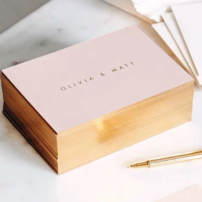 Роскошная блестящая золотая фольга со стразами печатная визитная карточка по