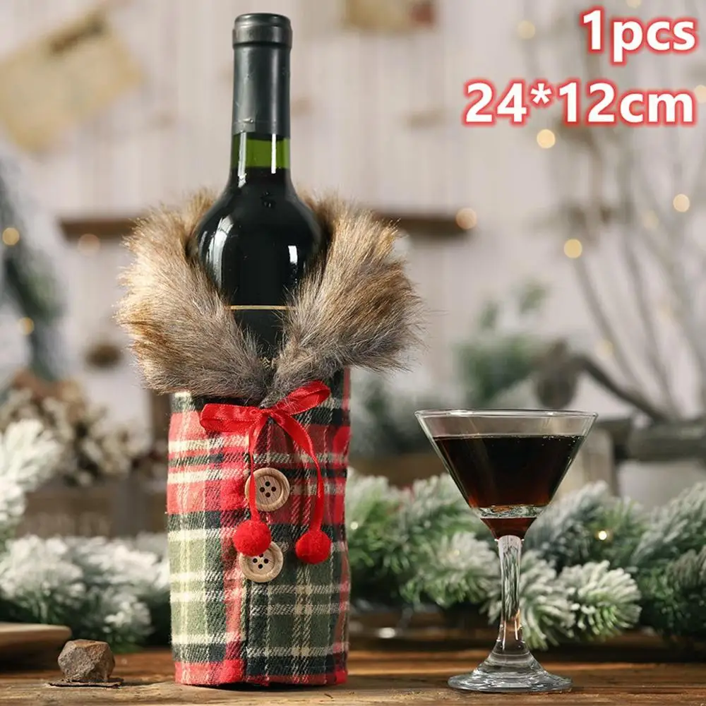 Wine Bottle Cover 7 Taoup льняная пеньковая клетчатая полоска веселое Рождество крышка бутылки вина украшения Рождественские настольные декорации Рождественский Декор для дома Noel Navidad - Цвет: Wine Bottle Cover 7