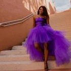Модная юбка-пачка из фатина, фиолетовая Пышная юбка-пачка для вечеринок, многослойная Женская Асимметричная длинная юбка для выпускного, на заказ