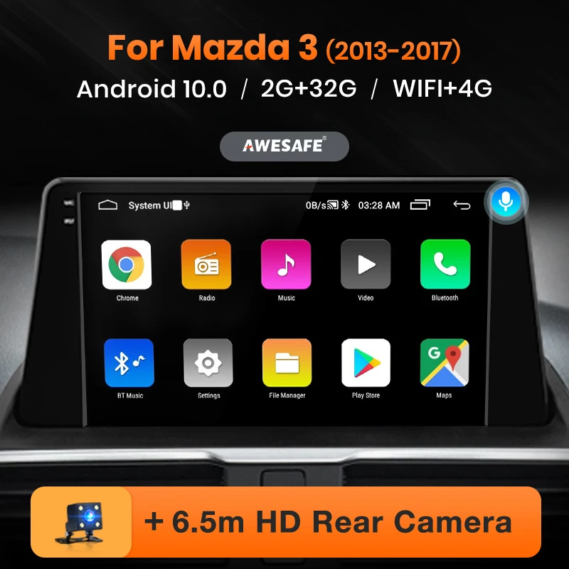 Автомагнитола AWESAFE PX9 для Mazda 3 Mazda3 Axela 2013-2017 мультимедийный видеоплеер на Android 10 2 Гб