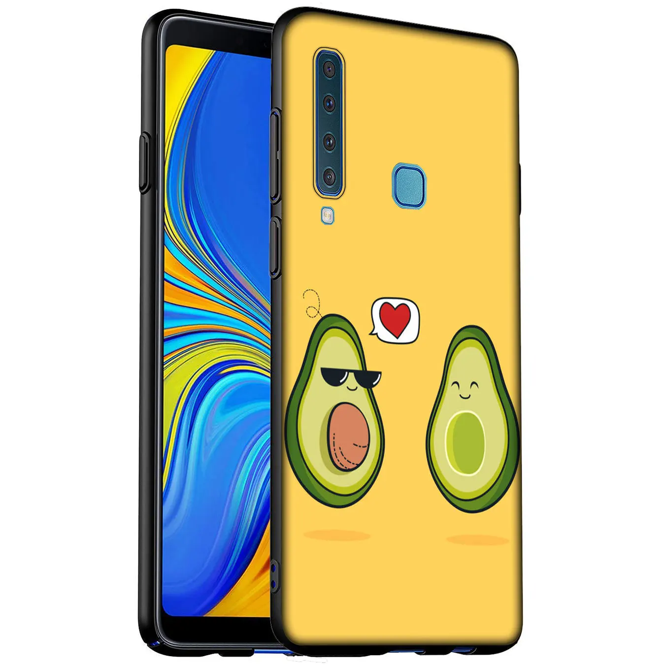 Cute avocado Art Print Black Soft Silicone Phone Case for Samsung Galaxy A6 A7 A8 A9 2018 A3 A5 2016 2017 Note 9 8 10 Plus |