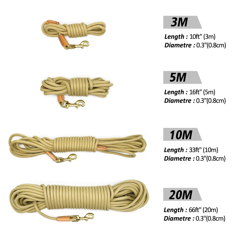 

Durable Dog Tracking Leash Nylon Long Leads Rope Pet Training 20m Medium 10m Dogs For Leashes Walking Non-slip Large 5m 3m