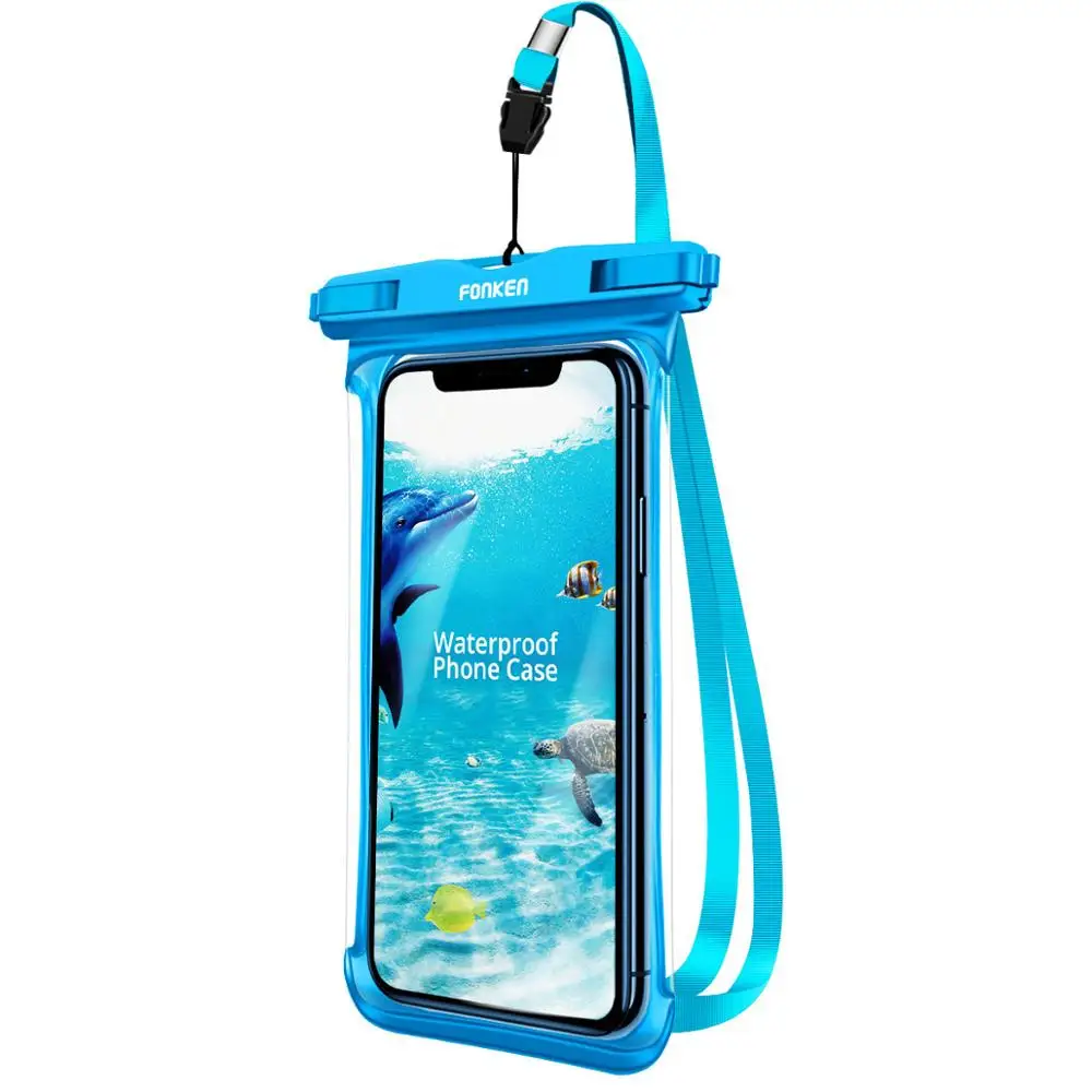 blue case FONKEN полный дисплей Водонепроницаемый чехол для телефона HD прозрачный тропический лес пустыня снег Сухой Мешок Подводный плавательный чехол Чехлы для мобильных телефонов - Цвет: blue case