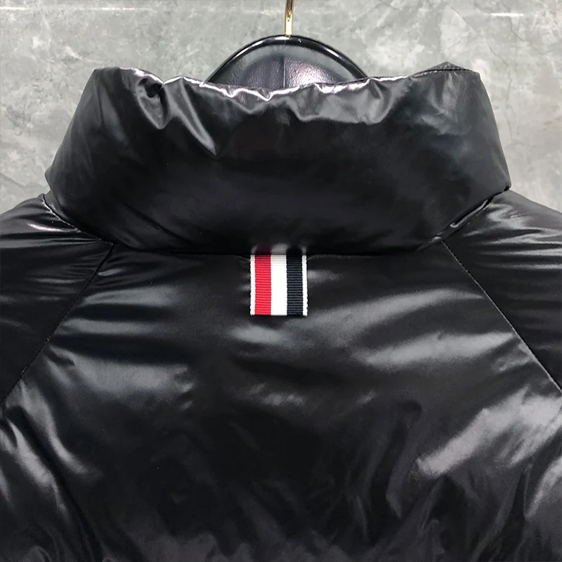 TB THOM Winter Men's Jacket Bread Down Jacket Fashion Coat Black Down-Filled Matte Nylon 4-bar Stripe Wholesale TB Jackets
