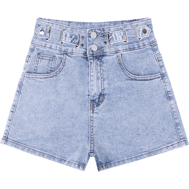 

High waist stretch short jeans women 2021 summer Korean version of the new slim and thin A-line hot pants women's clothing