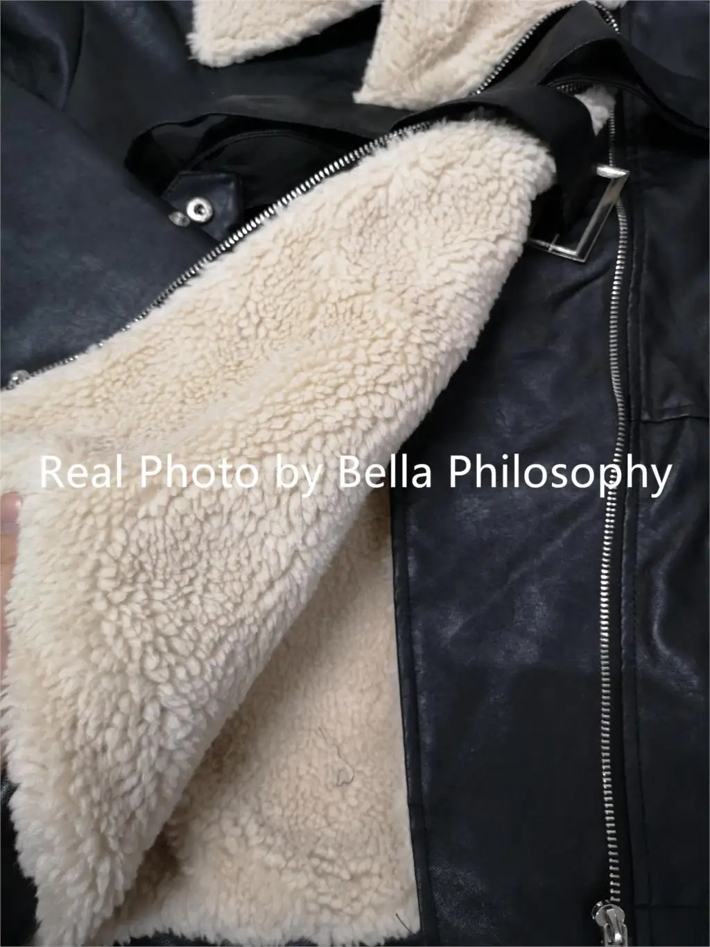 

HStar 2019 Autumn Winter Temperament Turn Down Collar coats Zipper With Belt Women Loose Imitation Lamb Hair PU Fur Jacket