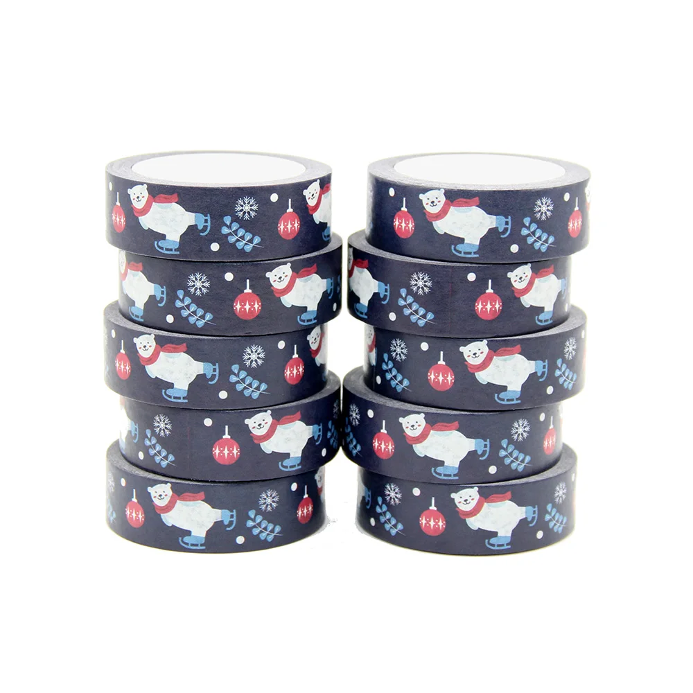 

10pcs/Lot 15mm x 10m Christmas Santa Claus Snowman Washi Tape Scrapbook Paper Masking Adhesive Merry Christmas Washi Tape Set
