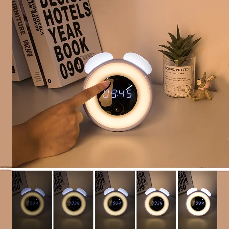 

Mushroom Sleep Lamp Smart Alarm Clock Radio Electronic Timing Night Lamp Children Bedroom LED Human Body Sensor Home Decor Gift