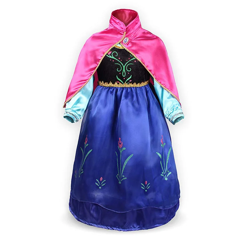 Anna Dress02 Платье Анны и Эльзы для девочек; Детский карнавальный костюм Снежной Королевы; костюм принцессы Эльзы; Аксессуары для париков; Детский карнавальный костюм - Цвет: Anna Dress02