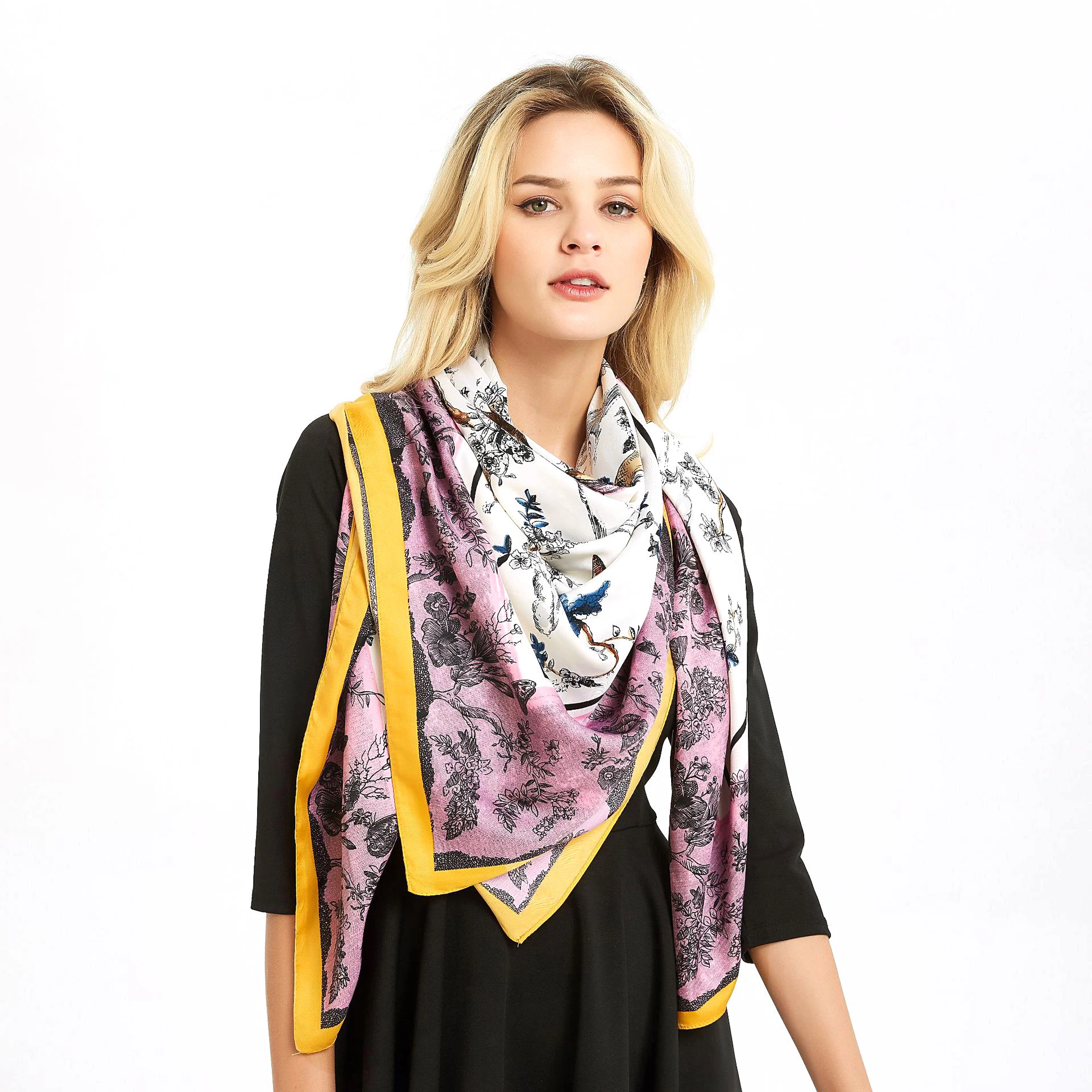 

130*130cm Twill Silk Scarf Women Summer Scarf Women Beach 100% Silk Designer Scarf Shawl Scarves For Ladies Designer 130*130cm