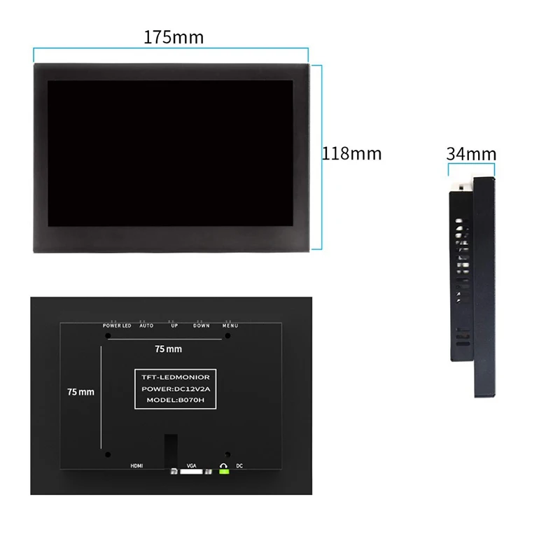 7 дюймовый ЖК дисплей Full HD 1024x600 портативный камера видоискатели AV вход/VGA/HDMI/BNC