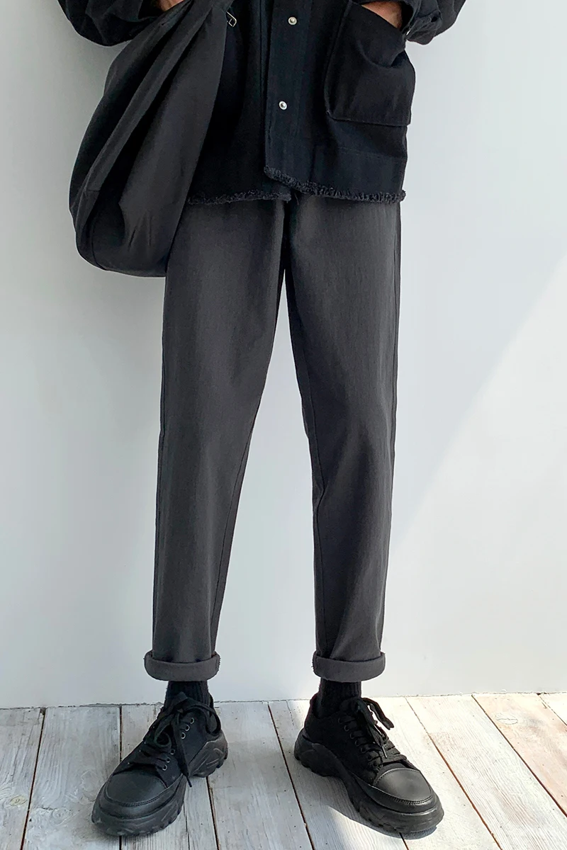 

2020 Spring And Autumn New Youth Popular Solid Color Loose Small Trousers Fashion Casual Wild Trousers Gray / Black M-3XL