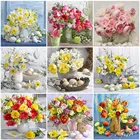 Алмазная живопись 5D HUACAN, цветок, алмазная вышивка, пион, полная вышивка крестом квадратная Картинка из страз, ваза-мозаика, настенное искусство