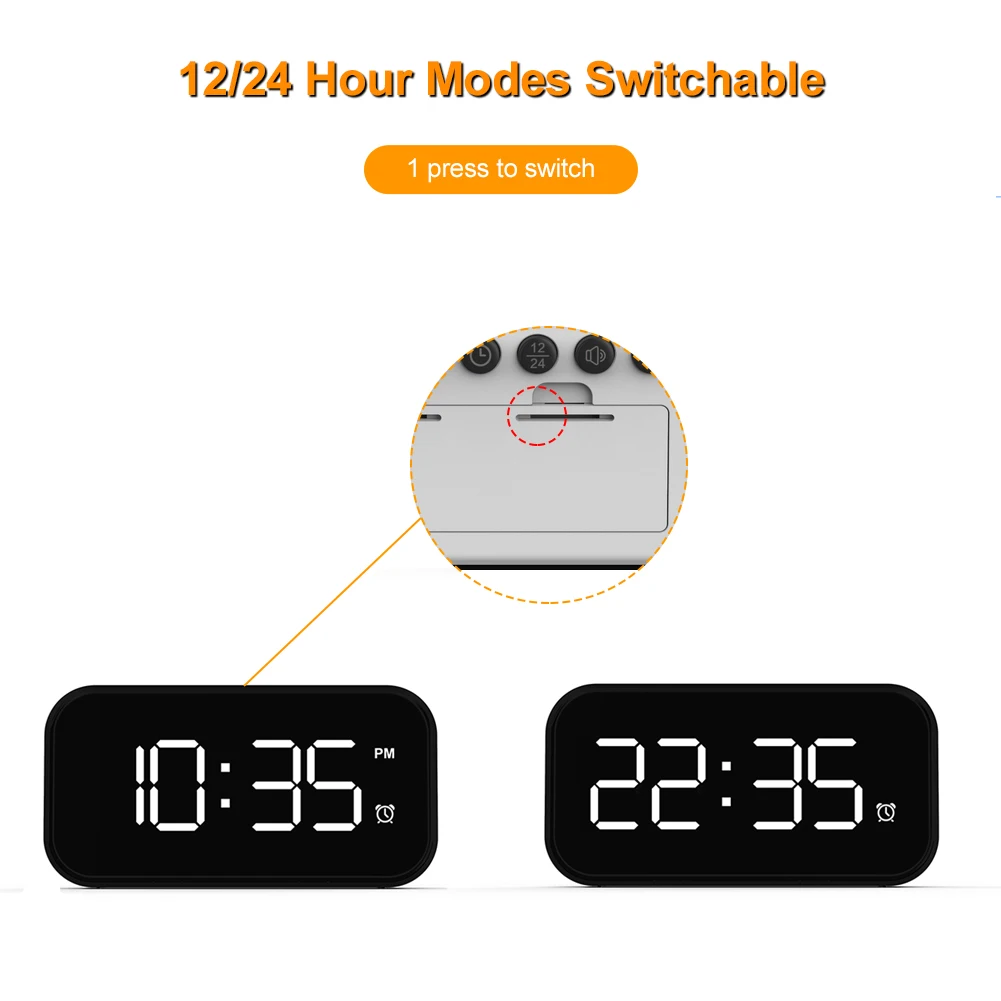 

Digital LED Mirror Alarm Clock Watch Table Voice Control Digital Electronic Desktop USB/AAA Powered Clocks Table Decoration