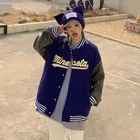 Женская бейсбольная форма в стиле Харадзюку, универсальная Свободная куртка с принтом и V-образным вырезом, куртка большого размера, 2021