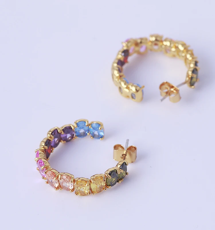 Модное, красочное и инкрустированное цветным цирконием, сияющее и простое кольцо для ушей от AliExpress WW