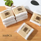 Деревянные ватные палочки с двойной головкой для женщин, макияж, ватные палочки, наконечники для деревянных палочек, для очистки носа и ушей, инструменты для ухода за ребенком