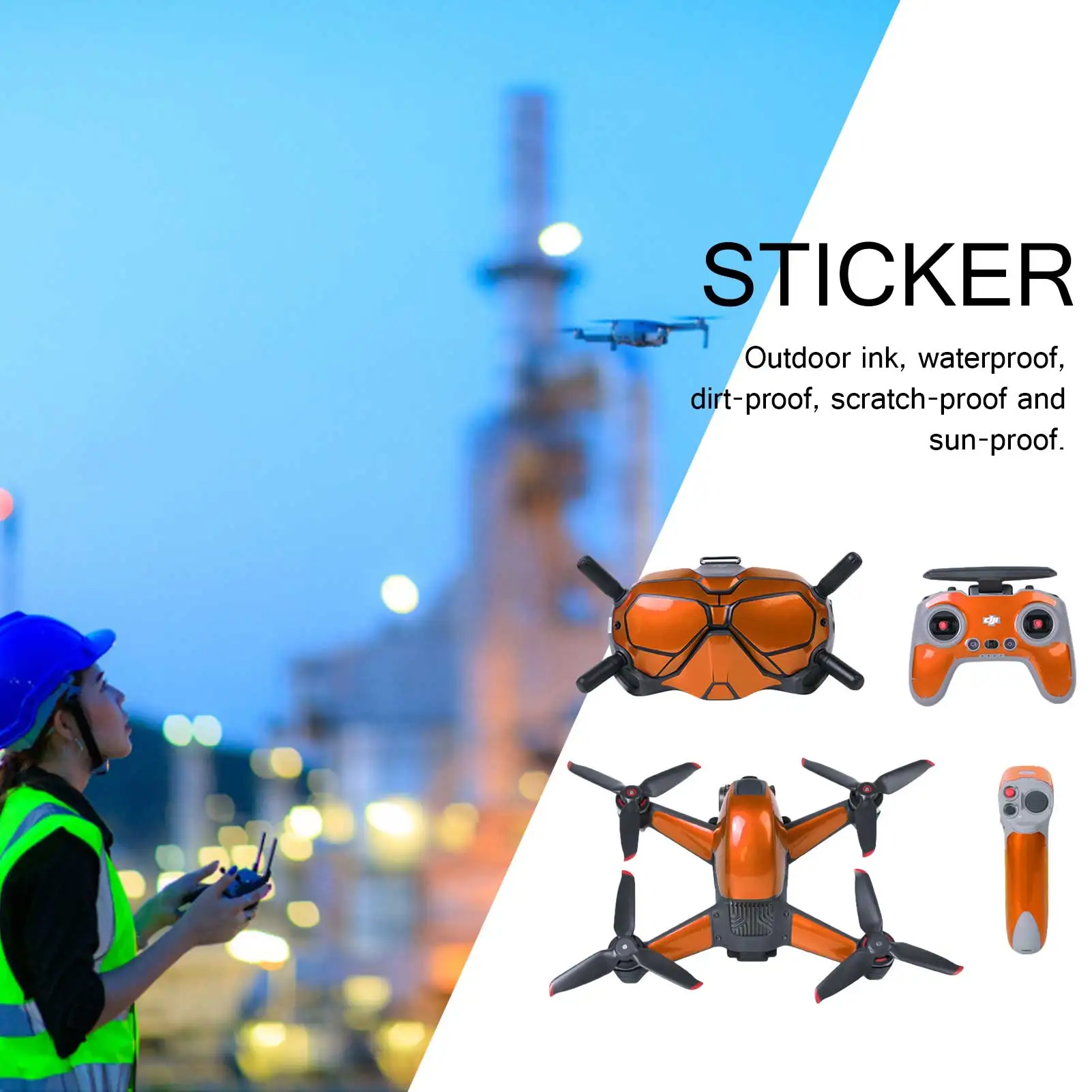 

Aircraft Sticker Set Waterproof Scratch-proof PVC Decals For DJI FPV Aircraft Flight Glasses V2 Remote Control 2