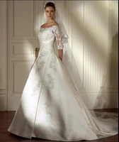 free shipping vestido de noiva casamento 2016 new fashionable romantic a line lace appliques sleeves bridal gown wedding dress