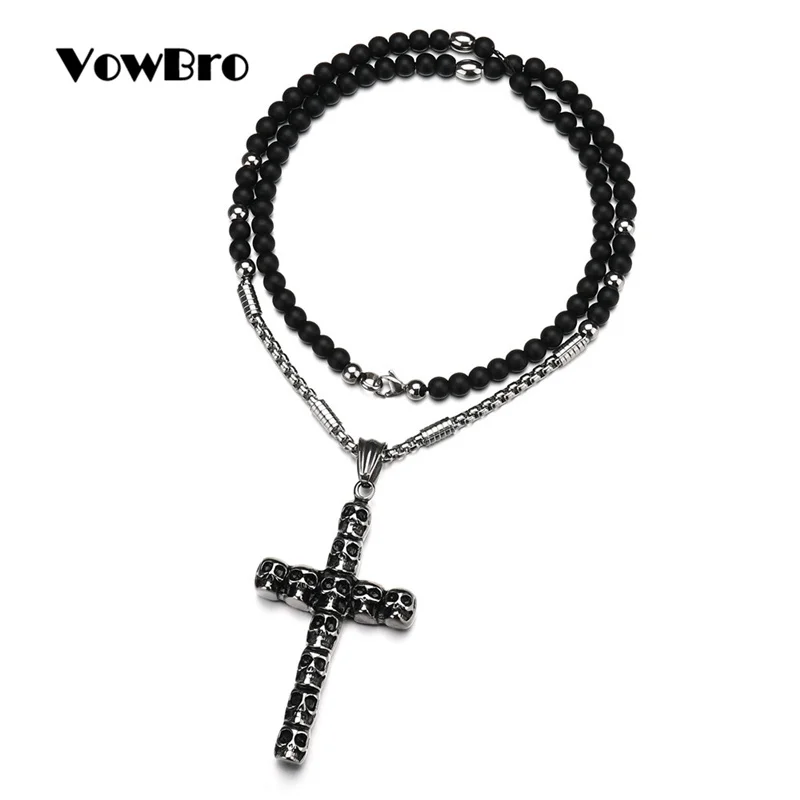 VowBro новинка хорошие Четки из бисера Крест Иисуса ожерелье для мужчин и женщин