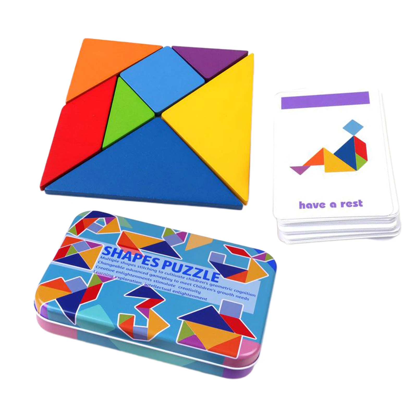 

Travel Tangram Puzzle, Pattern Block Game Jigsaw Shapes for Kids Adult Challenge IQ Educational Toy Gift Brain Teasers