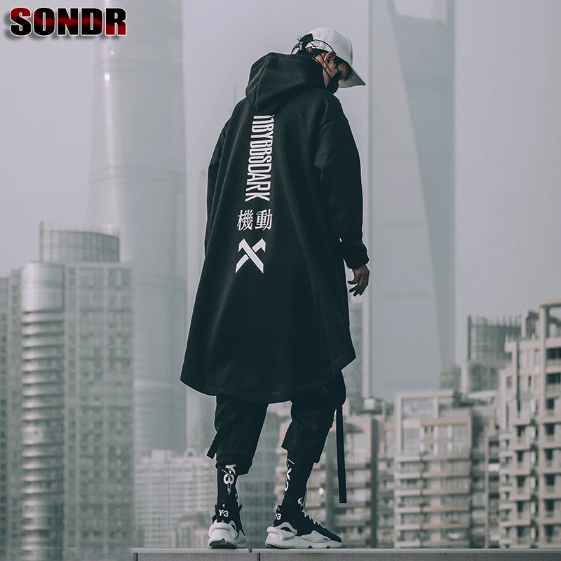 Michalkova Мужская Толстовка Оверсайз японский стиль длинный плащ хип-хоп Готическая