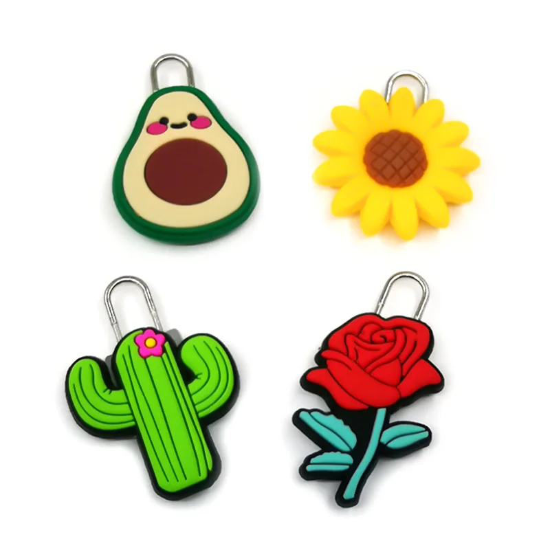 1 шт. ползунок на молнии из ПВХ авокадо кактус цветок мультяшный молния рукав