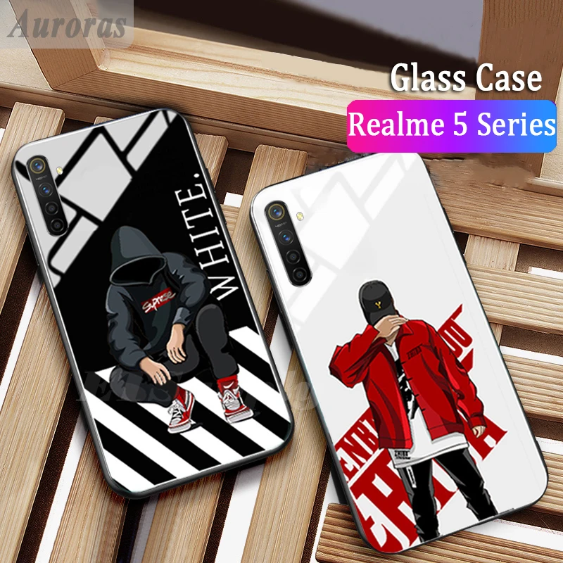 Auroras для OPPO Realme 5 Pro чехол из закаленного стекла белые черные чехлы пар s граффити