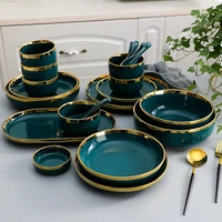 ceramic tableware set peacock green plate dinner plate ceramic bowl plate phnom penh tableware set
