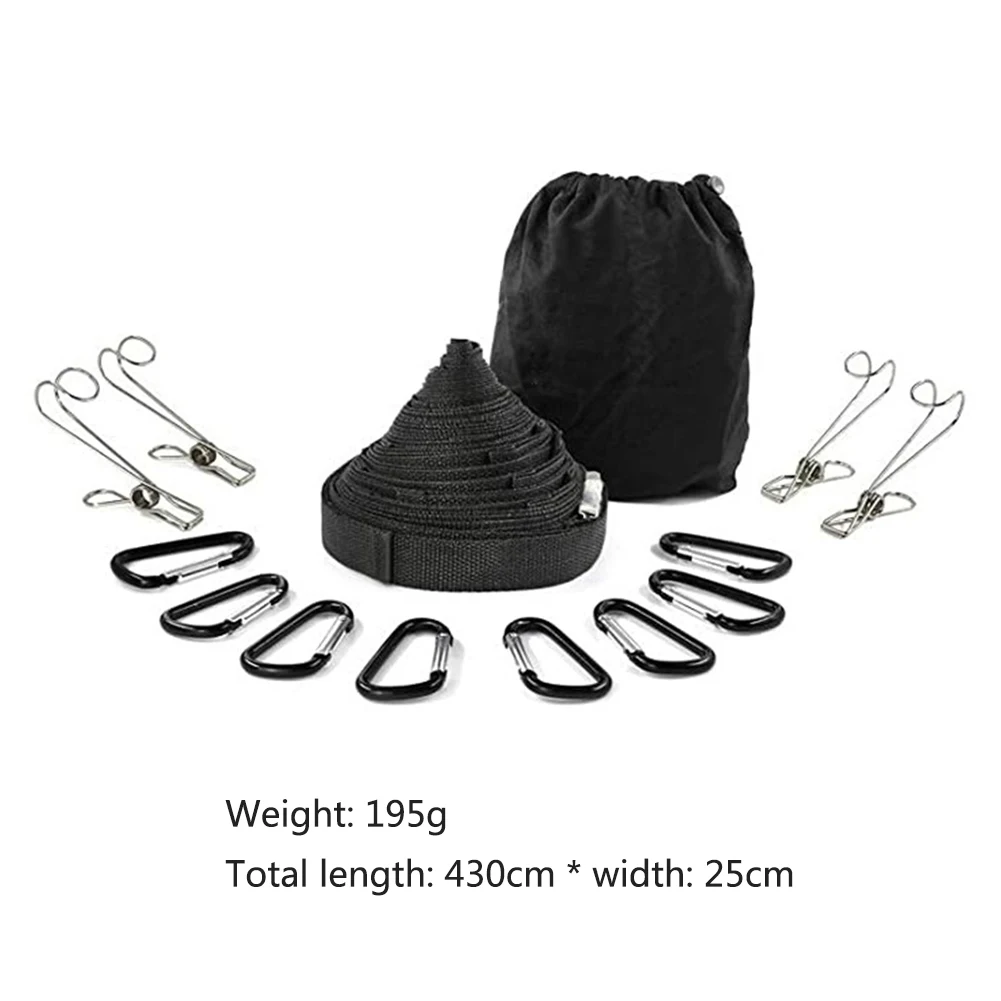 

19 rings outdoor hanging multifunctional ribbon PU leather hanging clothesline with storage hiking picnic camping items lanyard