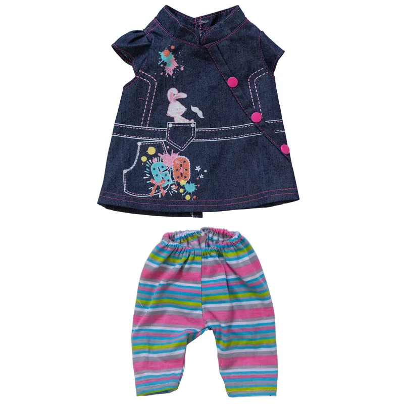 

2021 New Denim Skirt + Pants Suit Doll Clothes Fit For 43cm baby Doll clothes reborn Doll Accessories