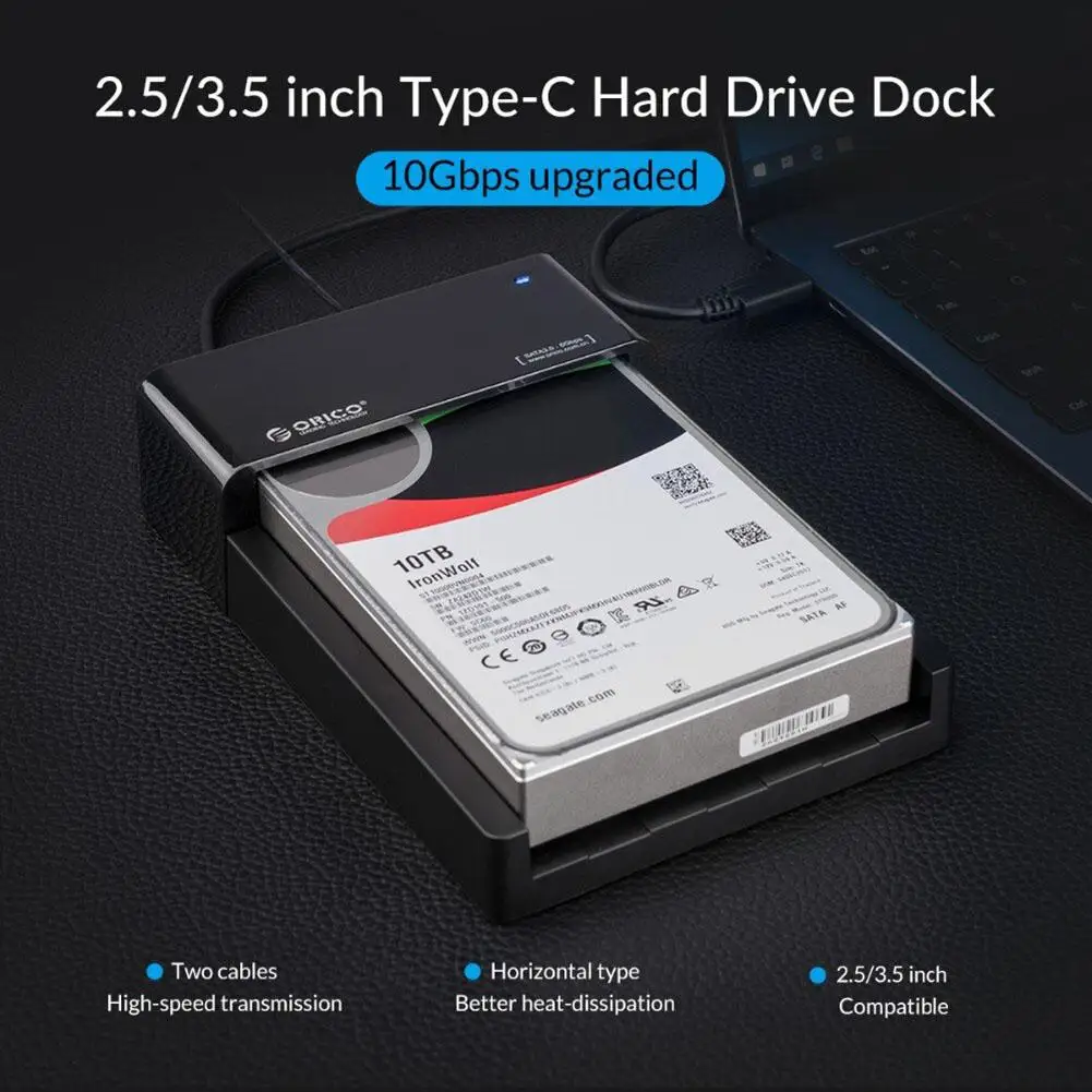 ORICO 6518C3-G2 2.5/3.5 inch Hard Drive Dock Station SATA 10Gbps USB 3.1 Gen2 Type-C HDD SSD Enclosure Holder EU Plug 12V 2A