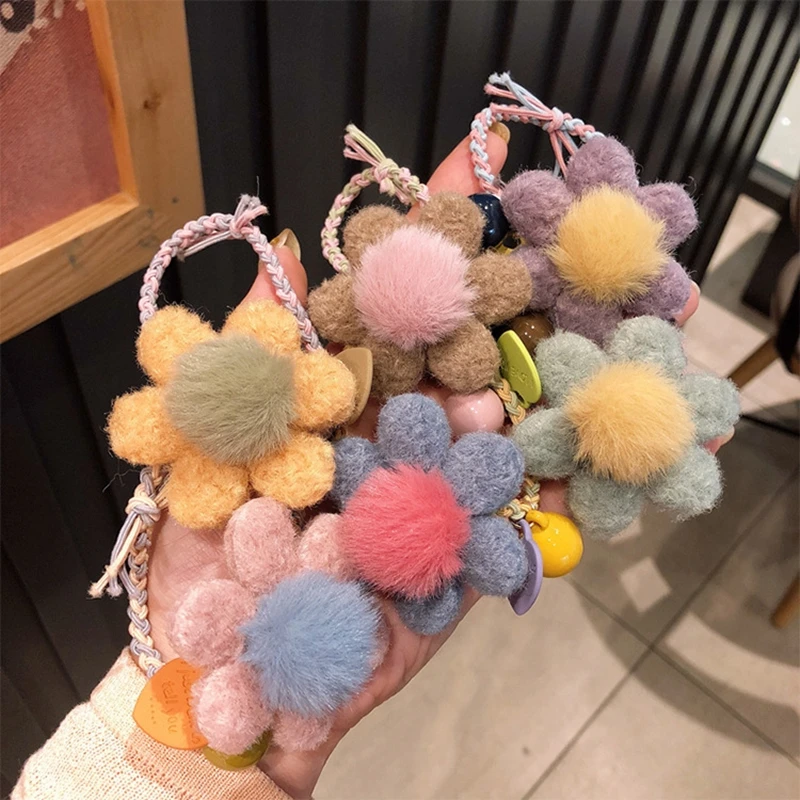 

New Girls Sweet Colorful Flower Hairball Elastic Hair Bands Children Ponytail Holder Scrunchie Rubber Band Kids Hair Accessories