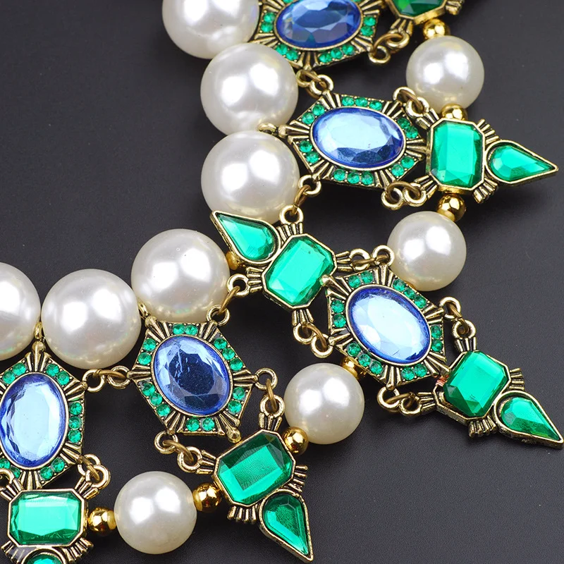 Модные ювелирные изделия 2019 ожерелье из жемчуга с крупным зеленым цирконием