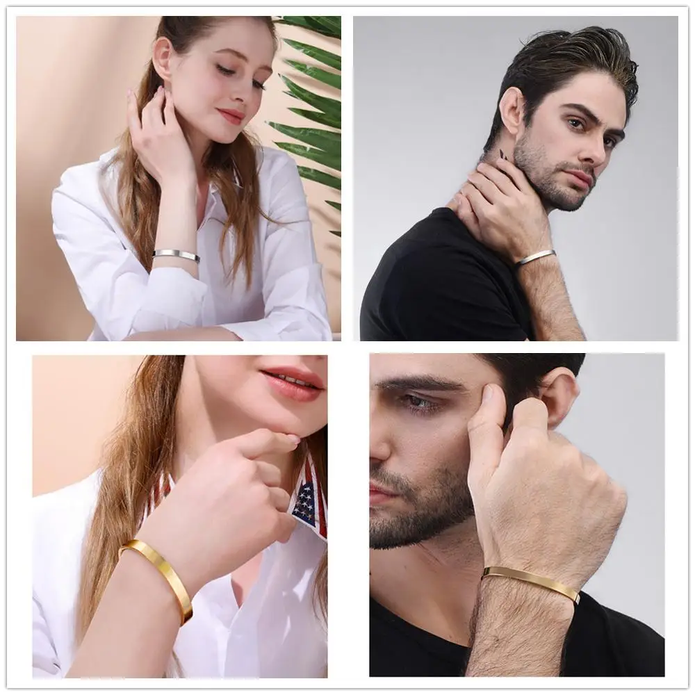 SKYRIM Simple Weight Loss Cuff Bangle Inspirational Quote Words Stainless Steel Rose Gold Color Mantra Bracelet for Lover Friend | Украшения