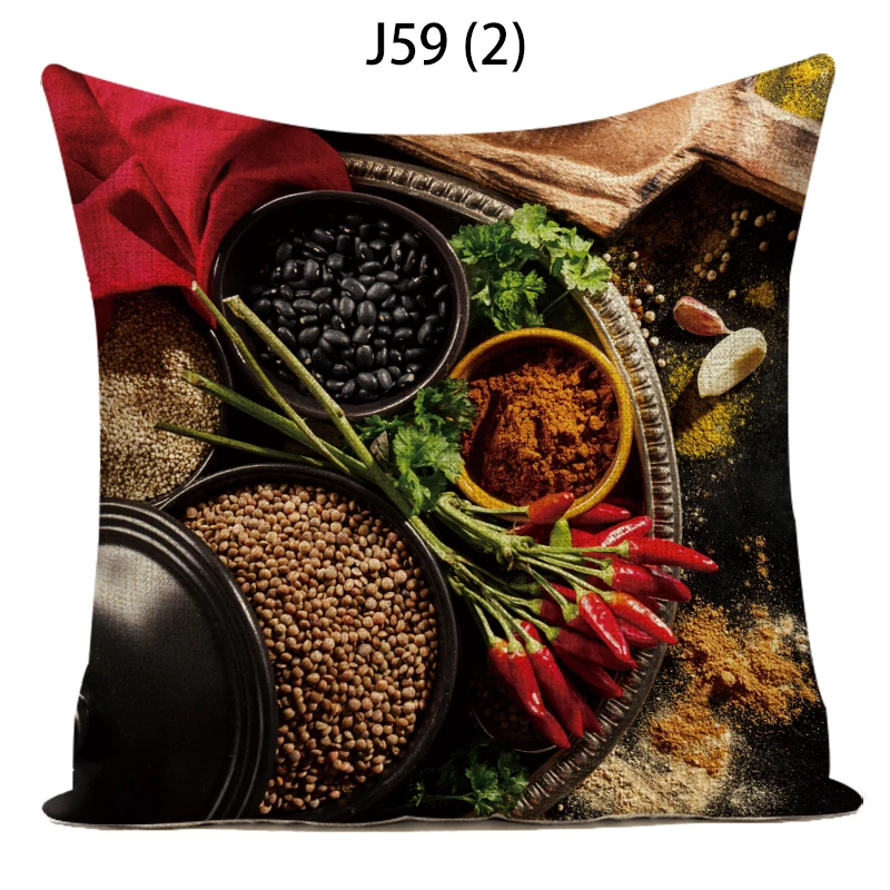 

Nordic Style Retro kitchen seasoning printed Pillowcase Sofa Cushion Case Bed Pillow Cover Car Cushion Cover Linen Pillow Case