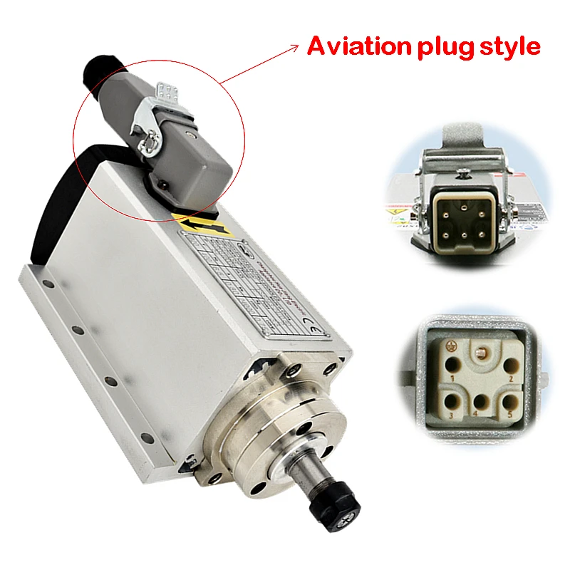 

CNC Air-Cooled Square Spindle Motor 1.5KW 800W Air Cooled Motor with Plug / Cable Box Version For DIY cnc machine tool