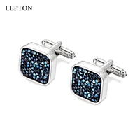 low key luxury crystal cufflinks silver color square cufflink for mens father day lover friends wedding anniversariery best gift