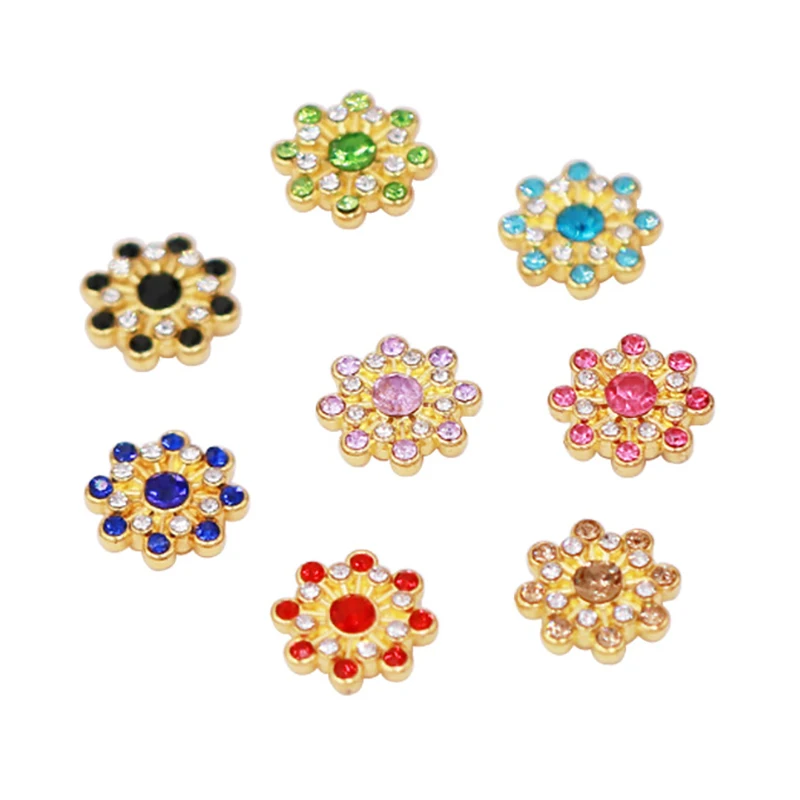 

50pcs 14mm Rhinestone Flower Cabochons for Bow Jewelry Making Glass Crystal Bezel Flatback Patch DIY Brooch Decor Accessories