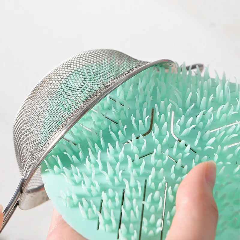 

1 шт., кухонная щетка для очистки, силиконовая щетка для мытья посуды, для фруктов, овощей, чистящие щетки, кастрюля, губка, чистящие колодки