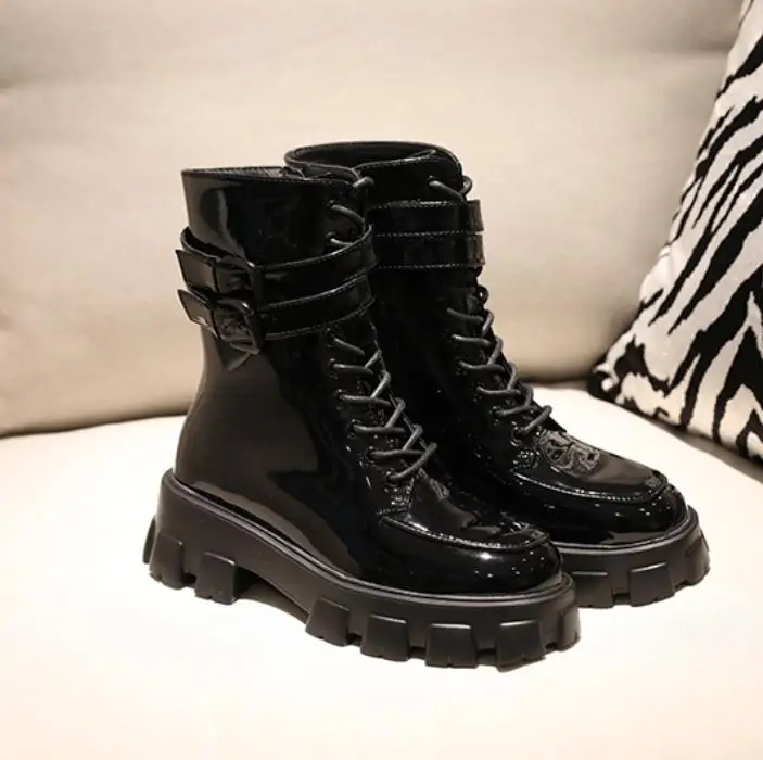 Зимние ботинки на платформе красивые женские кожаные Bota Feminina Botas Mujer ботильоны в