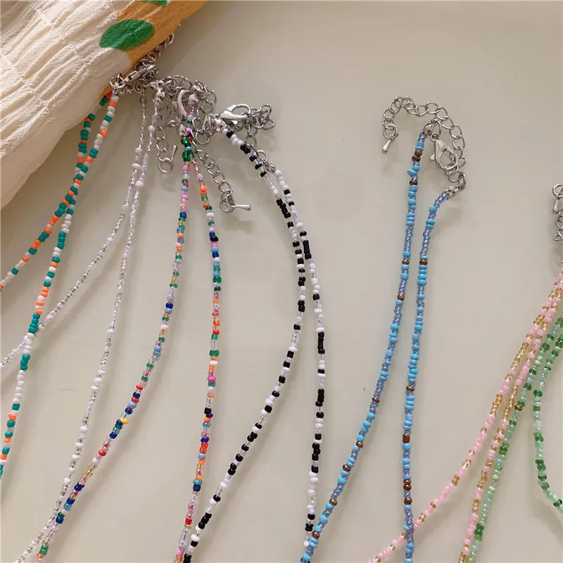 

Korean Retro Necklace Colorful Beaded Sead Beads Rainbow Beaded Necklace Bohemian Design Colorful Necklaces Jewelry Wholesale